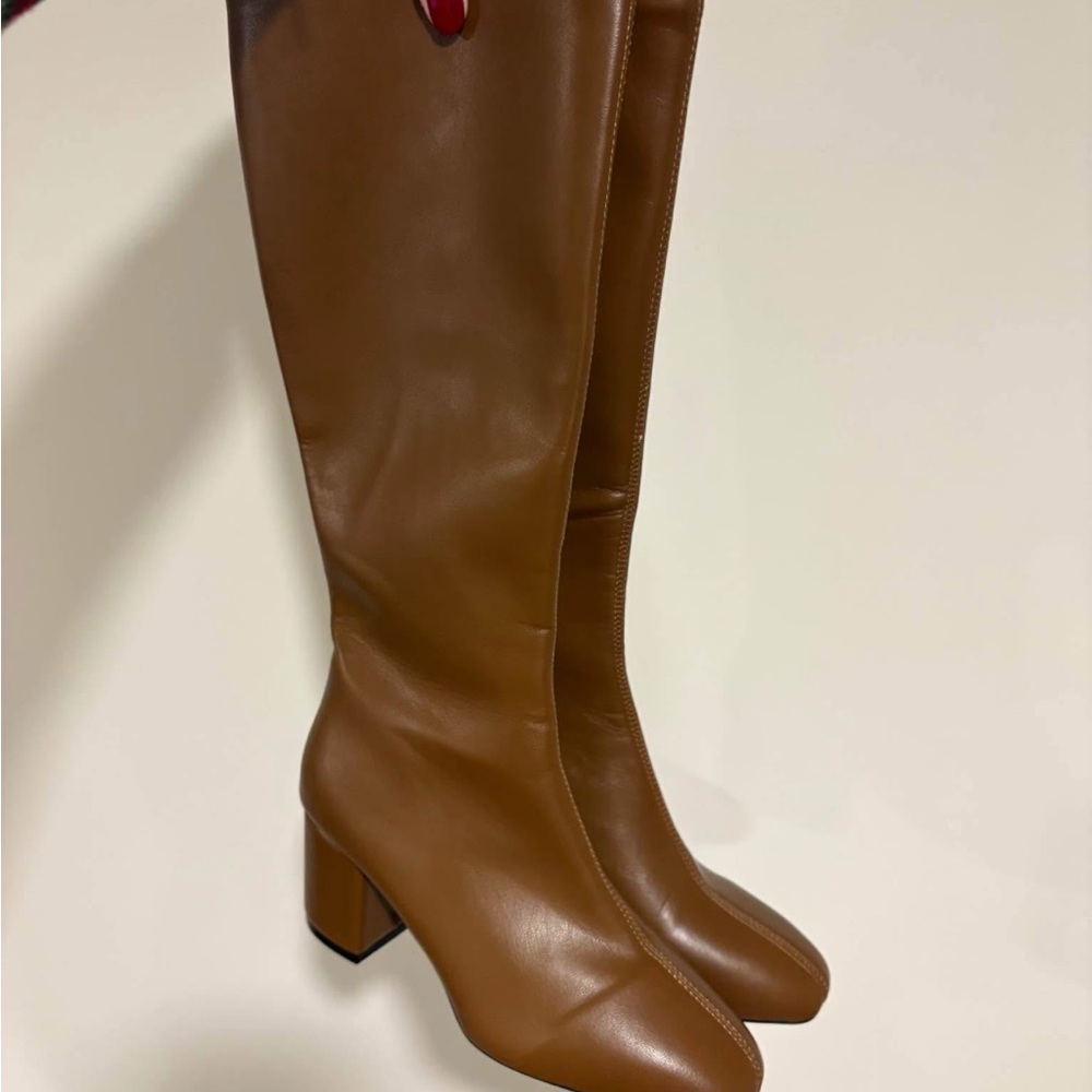 Brown Leather Knee-High Boots